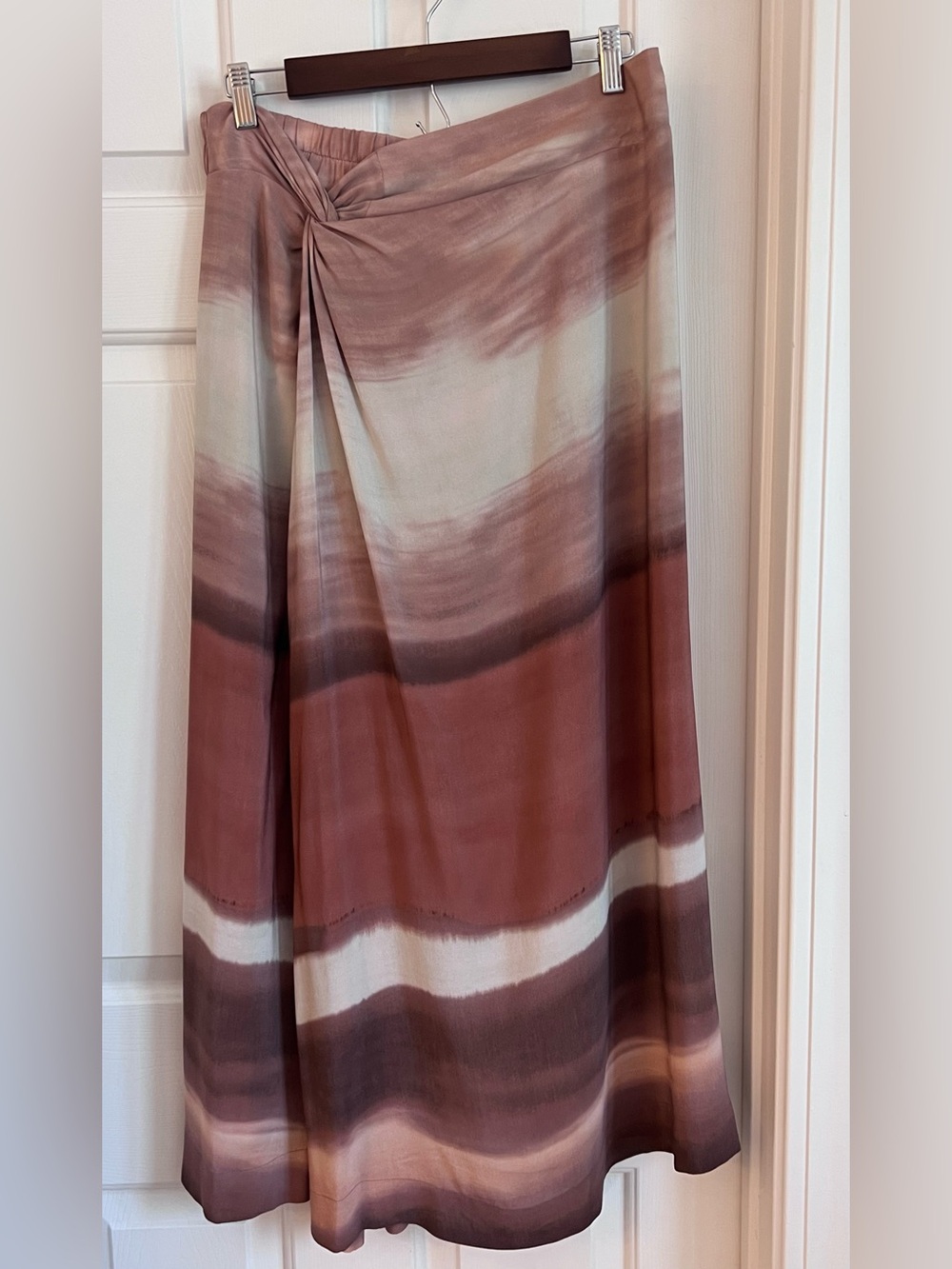 Poetry / 100% Silk Maxi Skirt / Rose & Cream